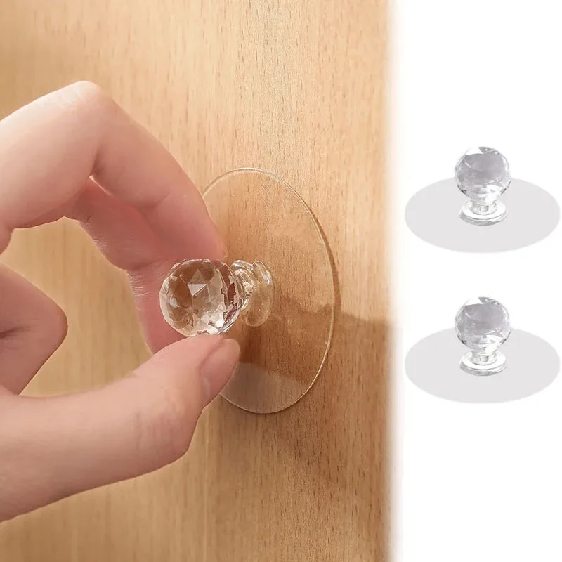 

2Pcs / Pack Round Transparent Auxiliary Knobs, Suction Cup Handle, Window Sliding Door, Self-adhesive Wardrobe Pulls