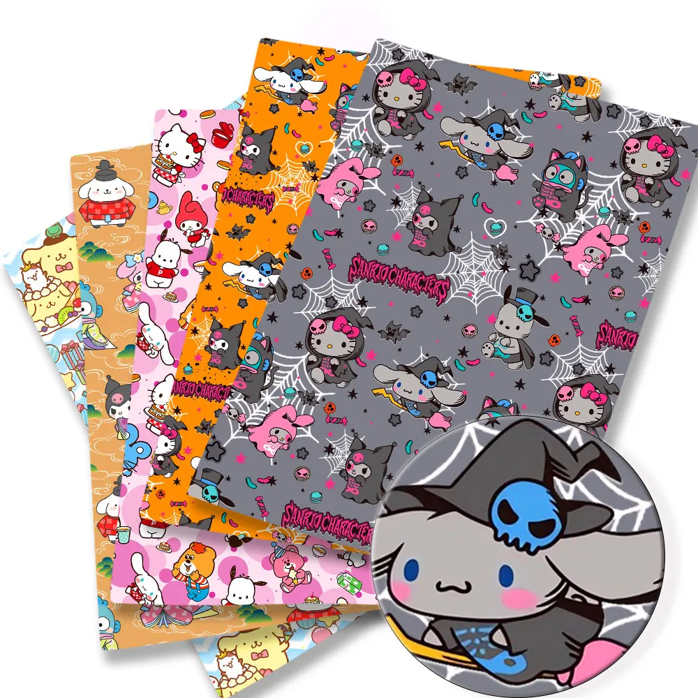 

Ткань хлопково-полиэстеровая с рисунком Hello Kitty Sanrio, для шитья, домашнего текстиля, платьев для кукол, штор, xcotton