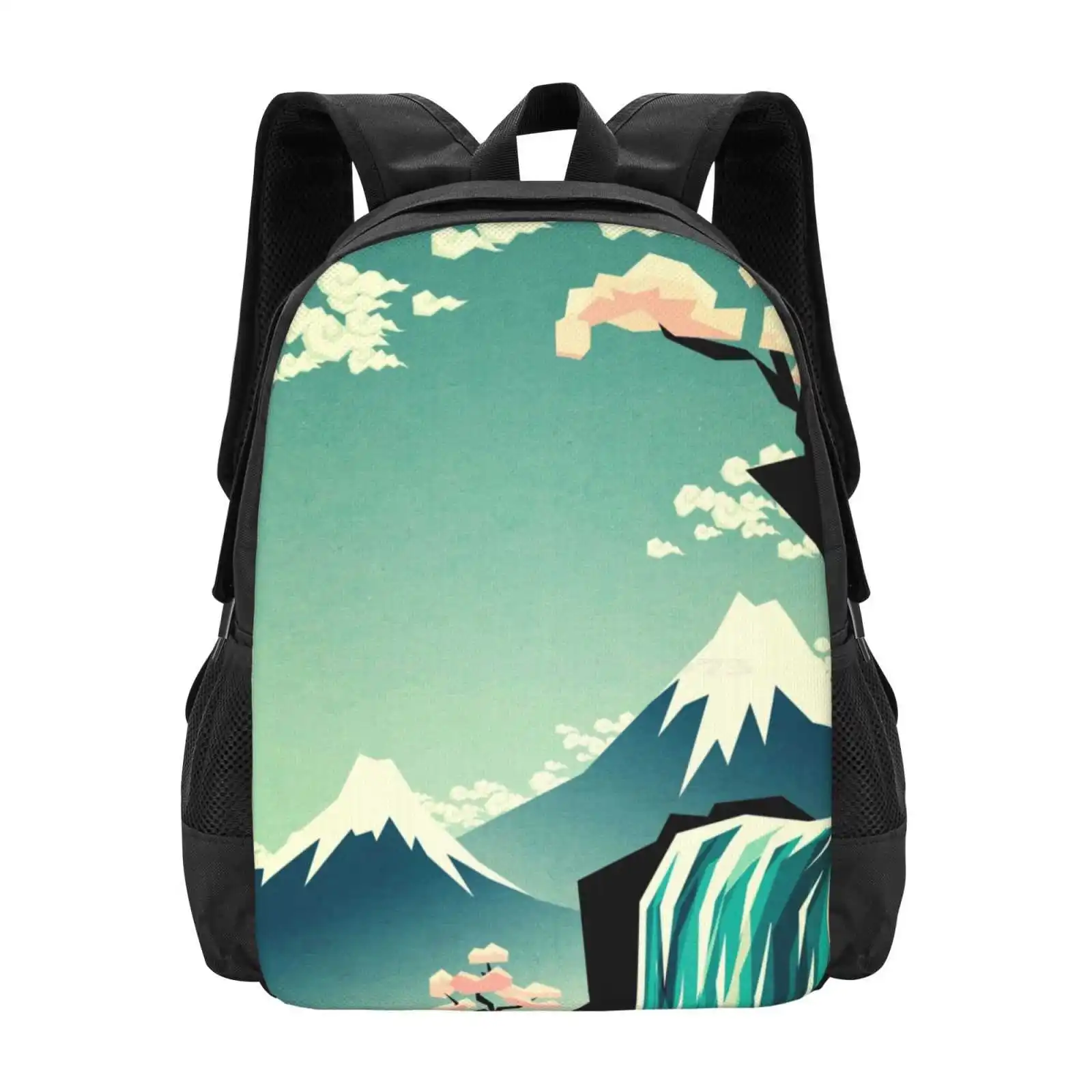 Waterfall Blossom Dream Hot Sale Schoolbag Backpack Fashion Bags Waterfall Blossom Dream Clouds Sky Tree Mountain