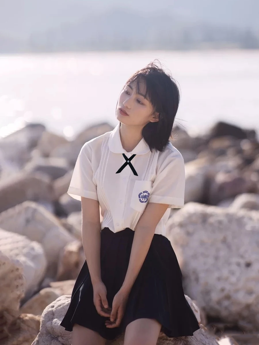 Japanese Sle JK orm School orm Set Summer High School Freman College Wind Student Wardrobe ort Sve Skirt