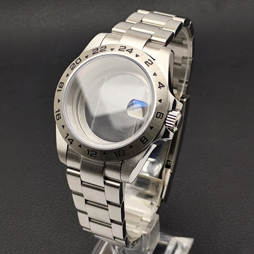 

NH34 Case 39.5mm Watch Men's Silvery Full-body mirror FIT NH34 NH35 Movement Case Sapphire Glass Watch Box 28.5 Dial