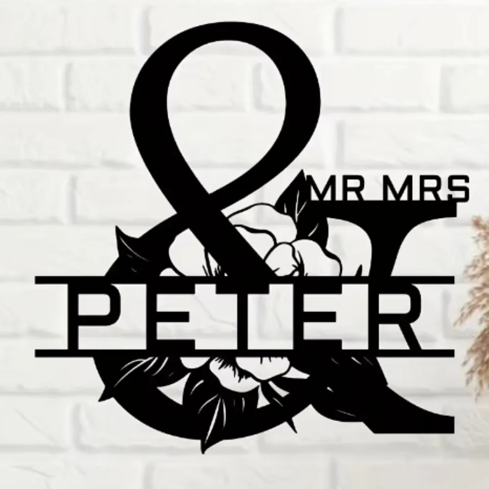 Stylish Personalizable Metal Floral Sign. Elegant Wall - Hung Art for Party Doors, Multifunctional for Valentine's & Decor.