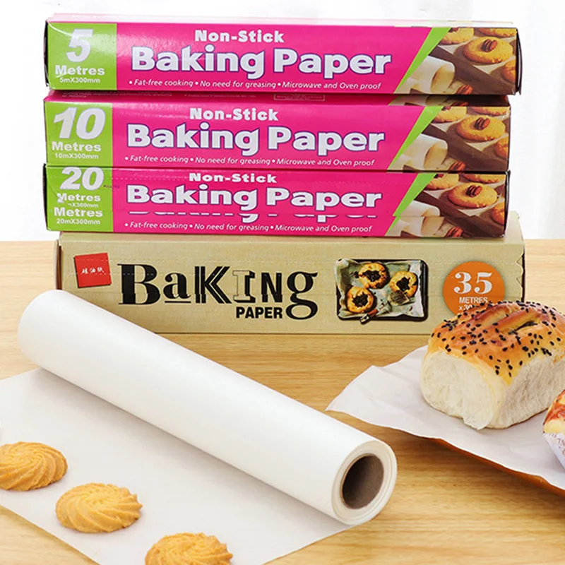 5/10/20/35 متر الغذاء الصف زيت السيليكون ورقة الخبز المنزل التعبئة والتغليف ورقة البرشمان مستطيل فرن النفط ورقة ورقة مخبز شواء الطرف