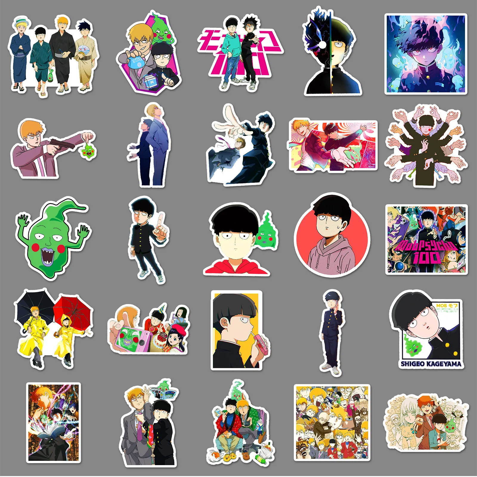 50Pcs Mob Psycho 100 Series Graffiti Stickers Suitable for Laptop Helmets Desktop Decoration DIY Stickers Toys Wholesale