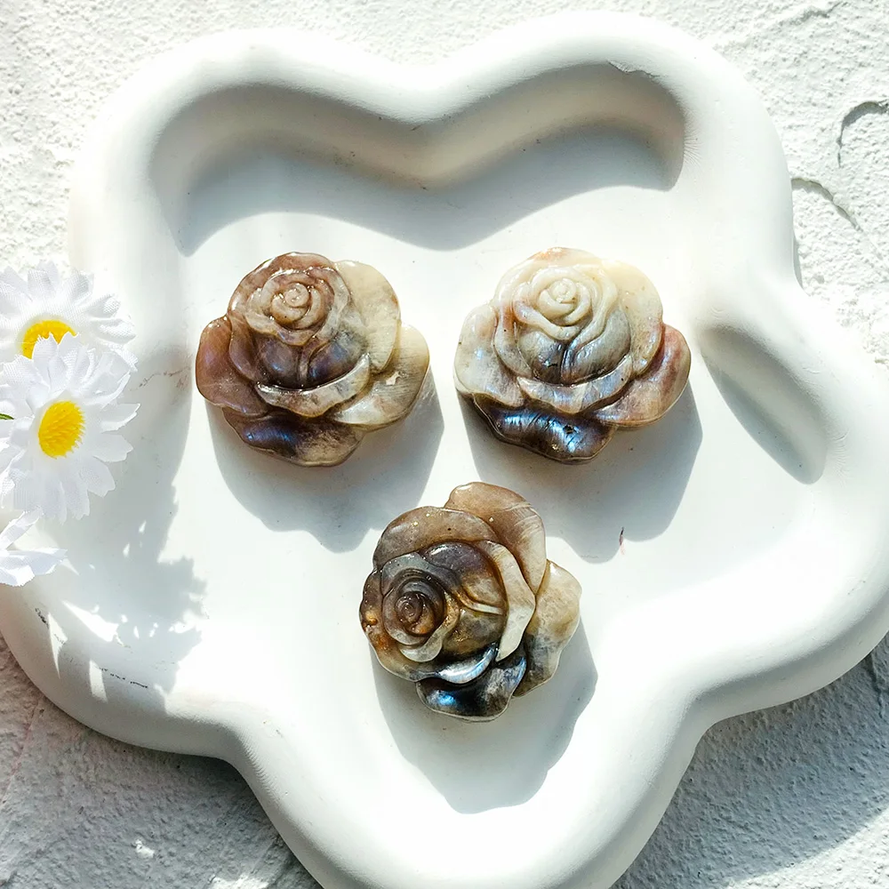 【Moonstone Carving Collection】1pc Set of Seven Types Handmade Sparkling Moonstone Crafts Elegant Exquisite Gift for Friends - view 5