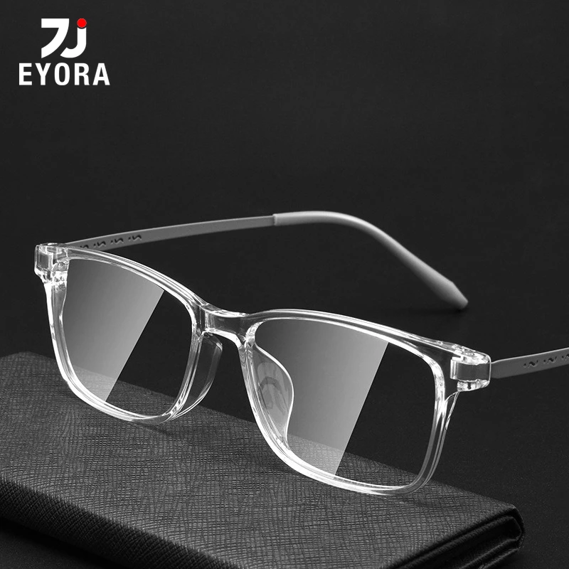 

EYORA Ultralight Square TR90 Reading Glasses for Teen's Anti Blue Light Photochromic Glasses Optical Lenses with Prescription