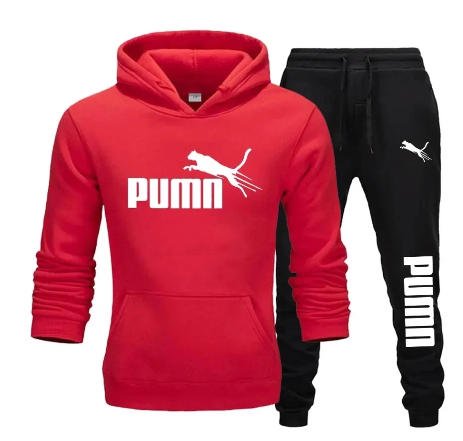 Dresy Męskie Casual Fleece Ciepłe Bluzy Spodnie 2PCS Męskie Długi Rękaw Sportowy Kombinezon Męski Pulower Bluzy Odzież Sportowa