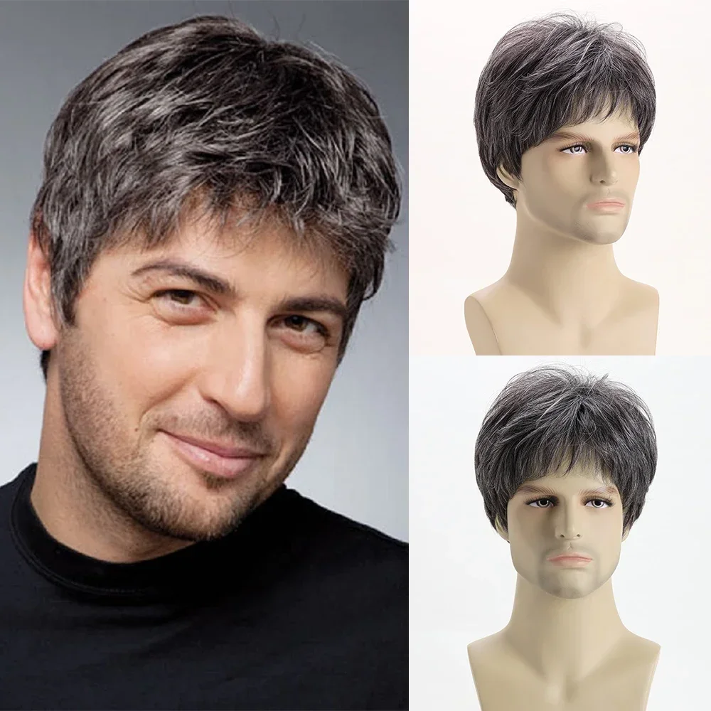 

Short Natural Curly Hair For Male Young Men Heat Resistant Fiber Synthetic Wigs