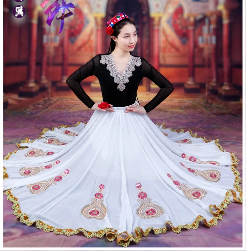 Chińska Xinjiang Ujgurska Scena Teatralna Duża Swingowa Spódnica Półspódnica