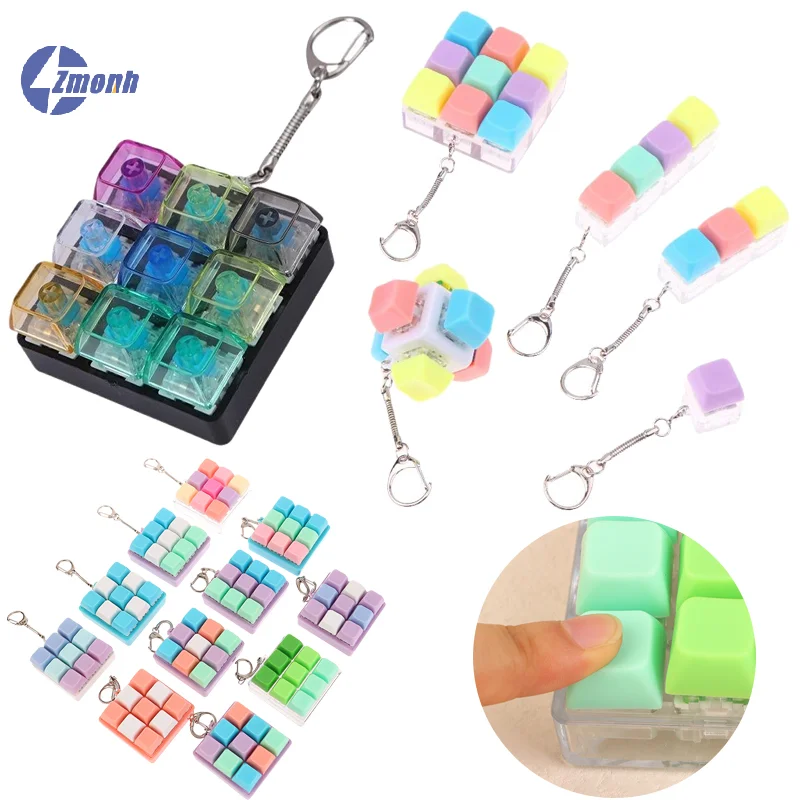 New！9 Keys Keyboard Decompression Toy Keychain DIY Button Keycap Key Chain Toys Antistress Finger Keyboard Relief Stress Gifts