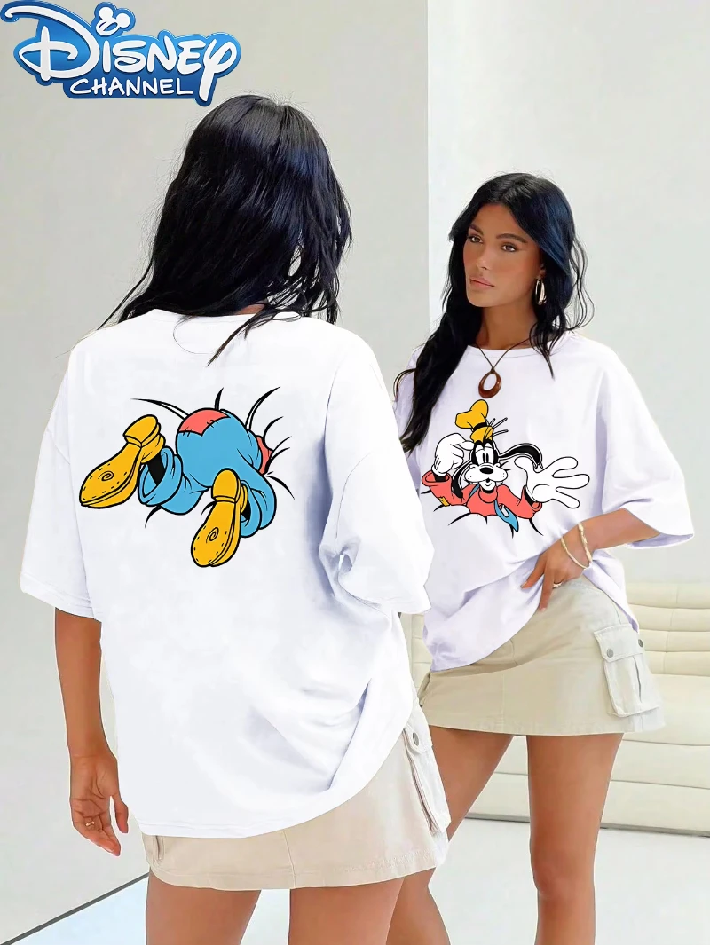 ديزني عادية بلوتو جوفي تي شيرت مزدوج الوجهين طباعة النساء الرجال القطن المحملة للجنسين العصرية المعتاد هدية فضفاضة قصيرة الأكمام بلايز