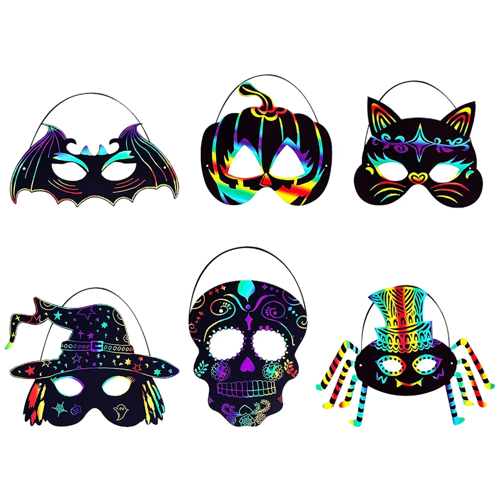 Decor Kids Crafts Scratch off Mask Children Paper Supply Halloween Delicate Party Multi-function