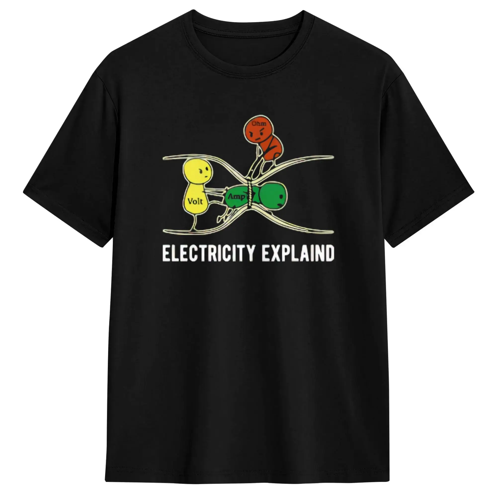Electricity Explained T Shirt Summer  Cotton T Shirts For Man Design Tshirt Short Sleeve Y2K Funny Tops