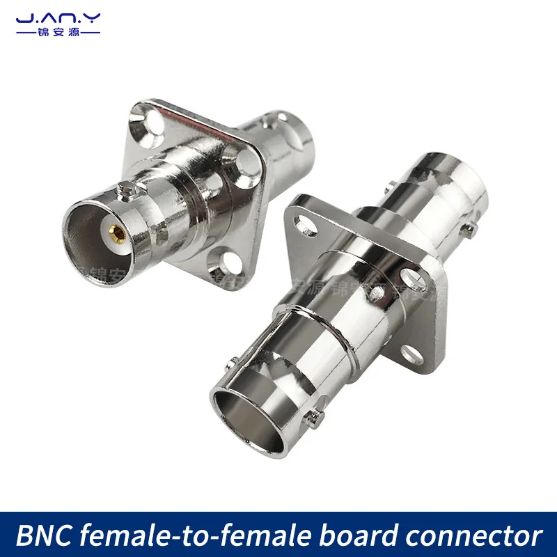 Pure copper BNC female to female straight two-way adapter Q9 coaxial with four hole waterproof flange panel fixed connector