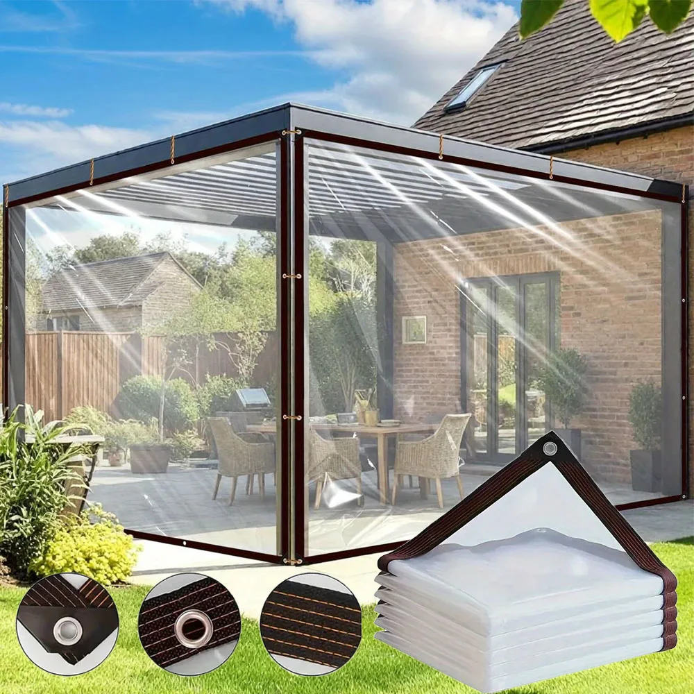 

Clear Tarp Medium Duty Waterproof Outdoor Tarp Coverwith Grommets for Plant, Greenhouse, Garden, Chicken Coop, Patio, Furniture