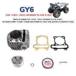 Racing cylinder kit head Made in TaiWan GY6 125cc 150cc upgrade to GY6 210cc big bore 63mm 157qmj 152qmi add power at least 50%