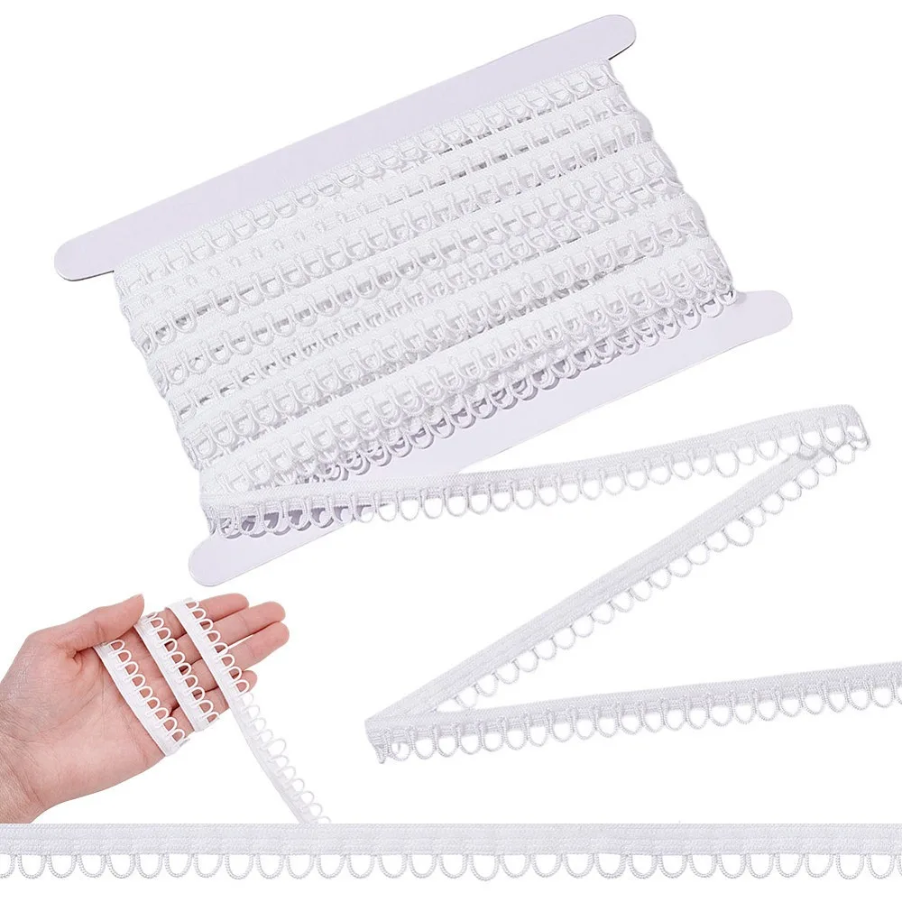 15M Polyamide Yarns Lace Elastic Webbing White 1/2 inch(12mm) 16.40 Yards(15m)/Set