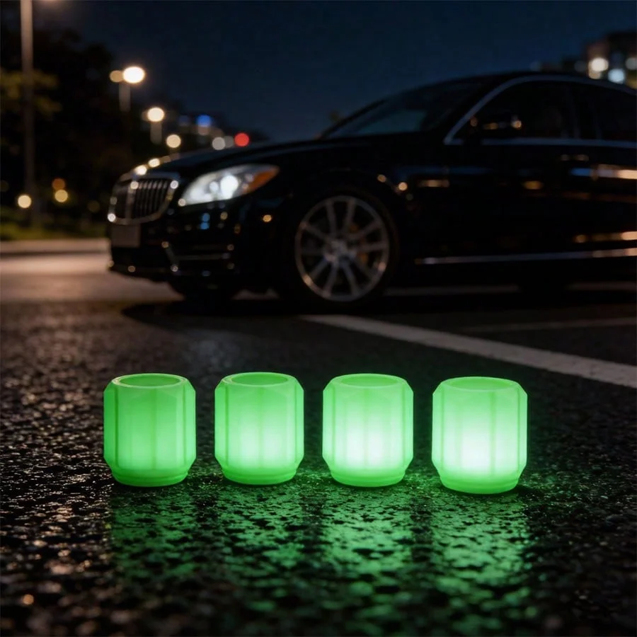 

Luminous Tire Valve Caps, Glow in The Dark Green Tire Stem Caps, Universal Fluorescent Air Valve Covers, Durable & Waterproof Tire Valve Core Caps for Cars, Motorcycles, Electric Bikes, Trucks, SUVs, Nighttime Visibility Car Decor