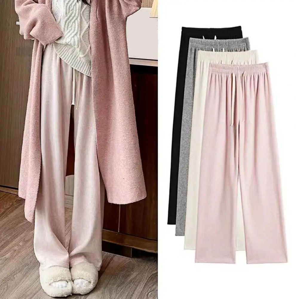 

Women Wide-leg Pants Stylish Autumn Winter Women's Draped Woolen Trousers Elastic High Waist Straight Wide Leg Pants Women