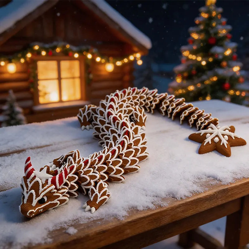 Weihnachtliche Lebkuchen-Drachenfigur, 3D-gedruckte Kekse-Drachen, Weihnachtsdekoration, Gartendekoration, Bürodekoration – Detail 2
