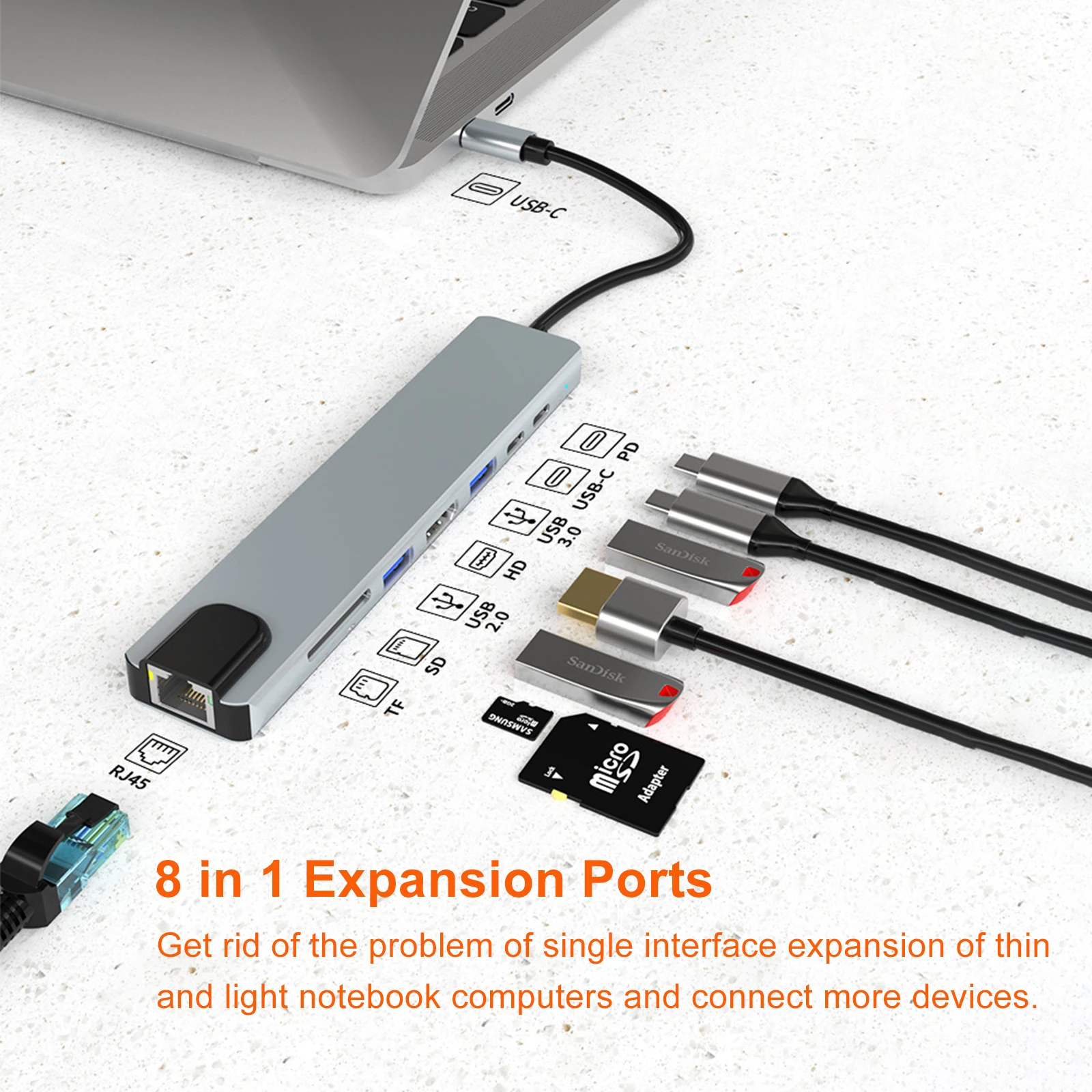 USB C HUB Type C Port Docking Station to HDMI-compatible Adapter Ethernet HUB For Macbook iPad Pro Air M2 M1 Sumsang PC Accessor