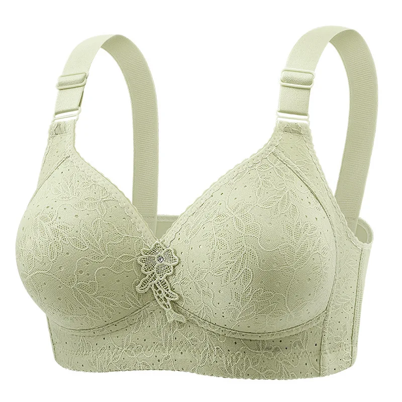 Mesh Lingerie Jacquard Breathable Thin Cups Womans Brassiere Side Support Girl Lift Wide Straps Back Lady Bra Four Rows Hooks