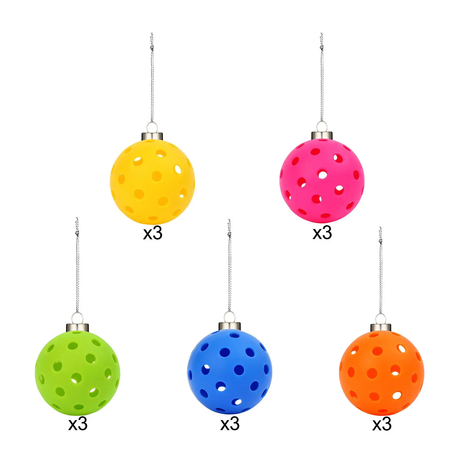 3x Pickleball Ornament Set Christmas Tree Hanging Decorations for Party Keys