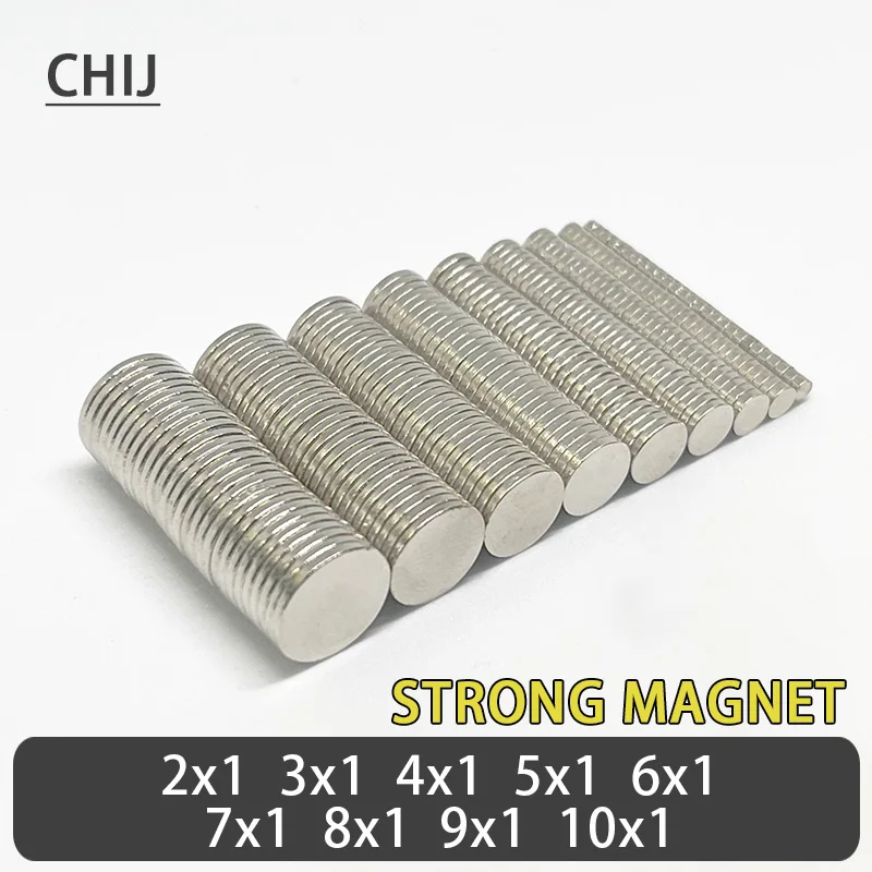 Round 2x1,3x1,4x1,5x1,6x1,7x1,8x1,9x1,10x1 Durable Super Strong Magnet N35 Permanent NdFeB Powerful Magnetic Disc imanes