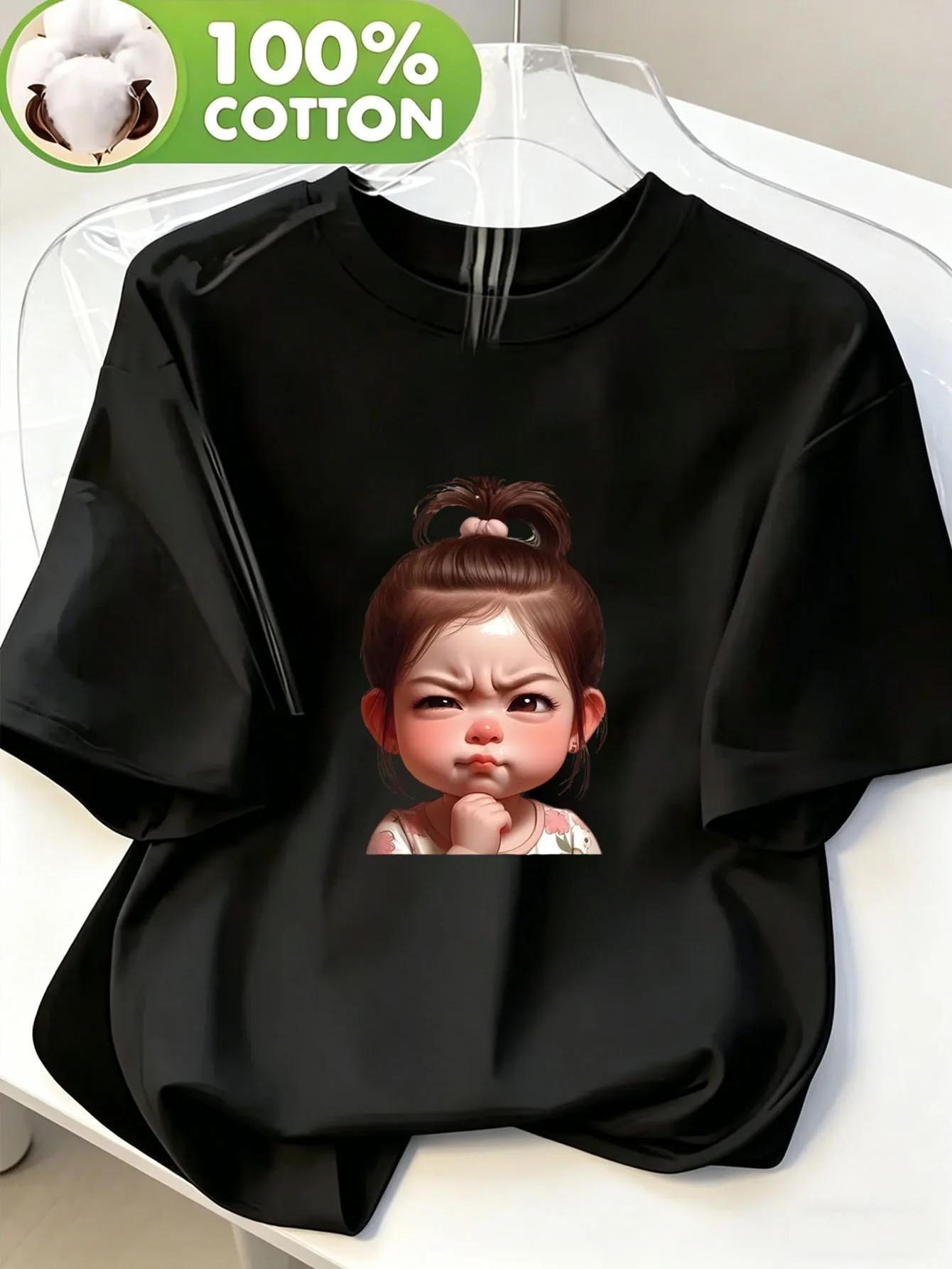 Ladies' Maruko Head Angry Cute Baby Cartoon T-shirt Cute 