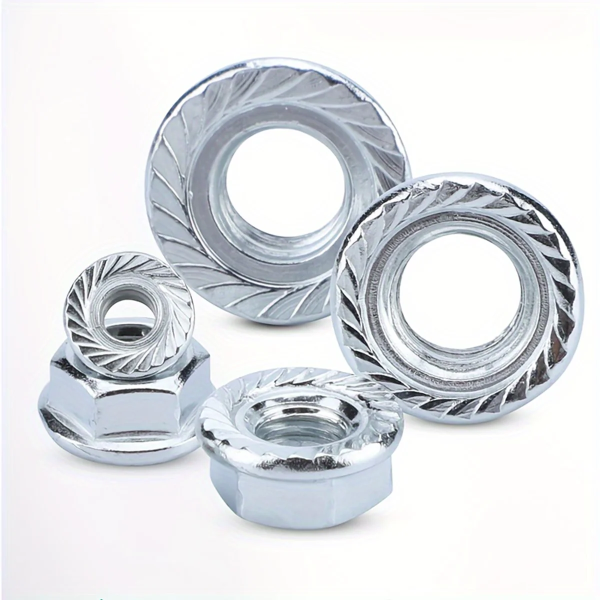 120 قطعة من صواميل شفة سداسية، صواميل شفة مجلفنة، صواميل سداسية مضادة للانزلاق، مكسرات، مسننة، شفة مسننة، صواميل مضادة لتخفيف الشعر #6