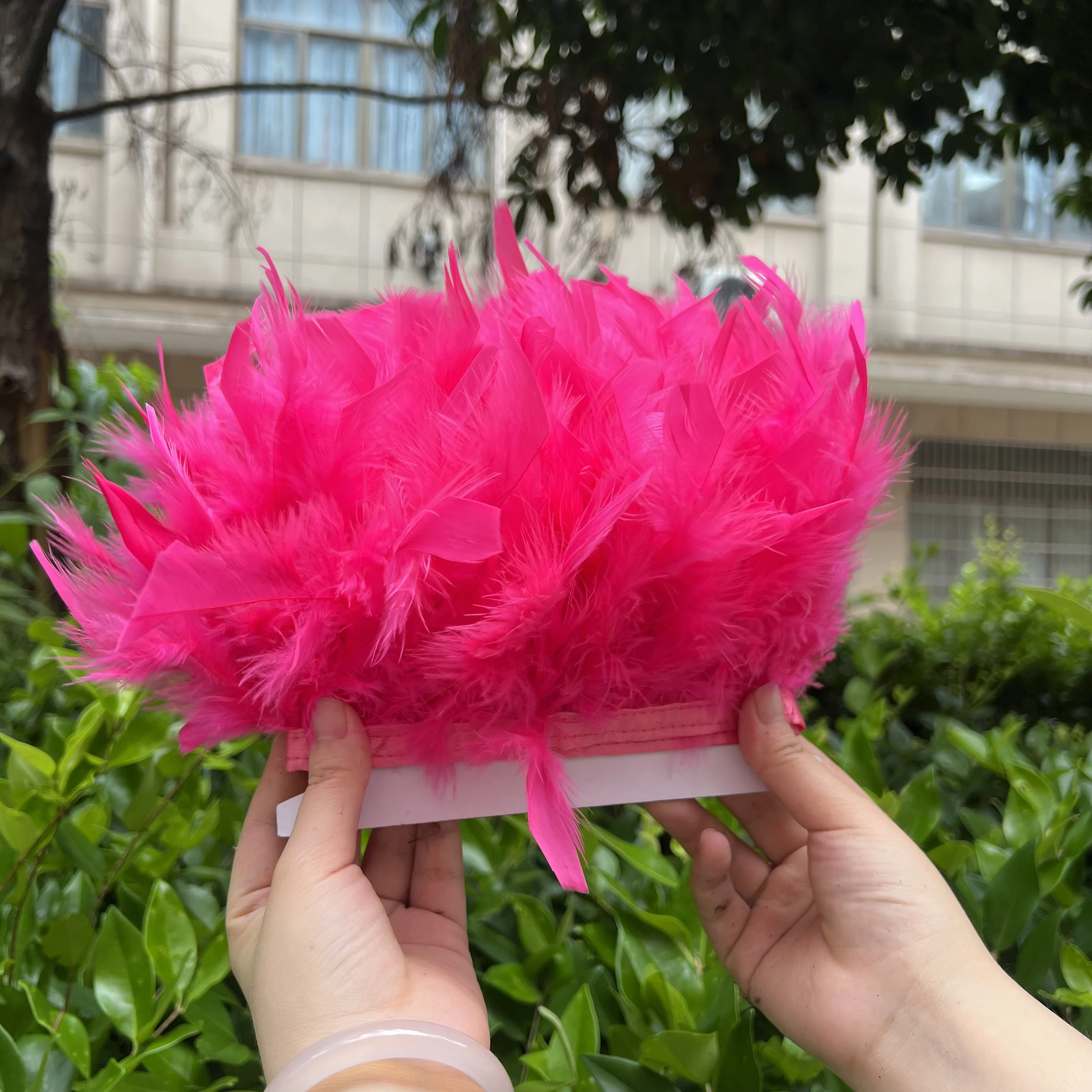 Natürliche Truthahnfeder-Besatzfransen 10-15cm Marabou-Nähband für Hochzeitskleider, DIY-Bastelbedarf, Partydekoration