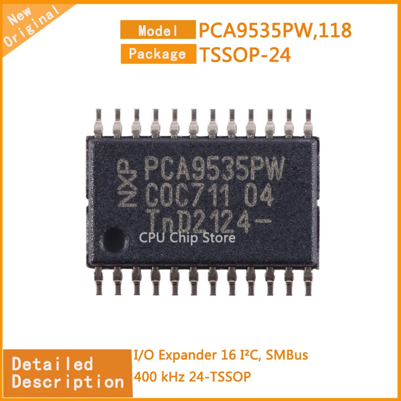 10Pcs/Lot  New Original   PCA9535PW,118  PCA9535PW  I/O Expander 16 I²C, SMBus 400 kHz 24-TSSOP