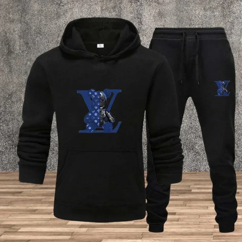 

2026 Men's Hooded Sports Set, Spring/Autumn Casual Hooded Sports Jacket Set, High-Quality Street Trendy Jogging Clothing