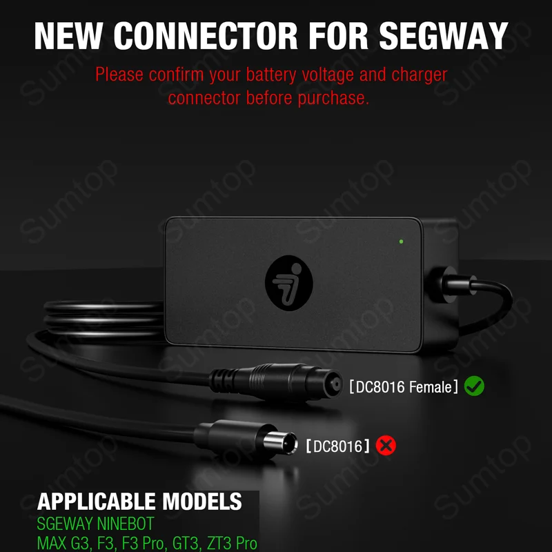 شاحن سريع أصلي 53.6 فولت 3.9 أمبير لـ Ninebot بواسطة Segway ZT3 Pro/GT3/F3/F3 Pro/G3 E-سكوتر 210 وات شاحن طاقة بطارية ليثيوم أيون