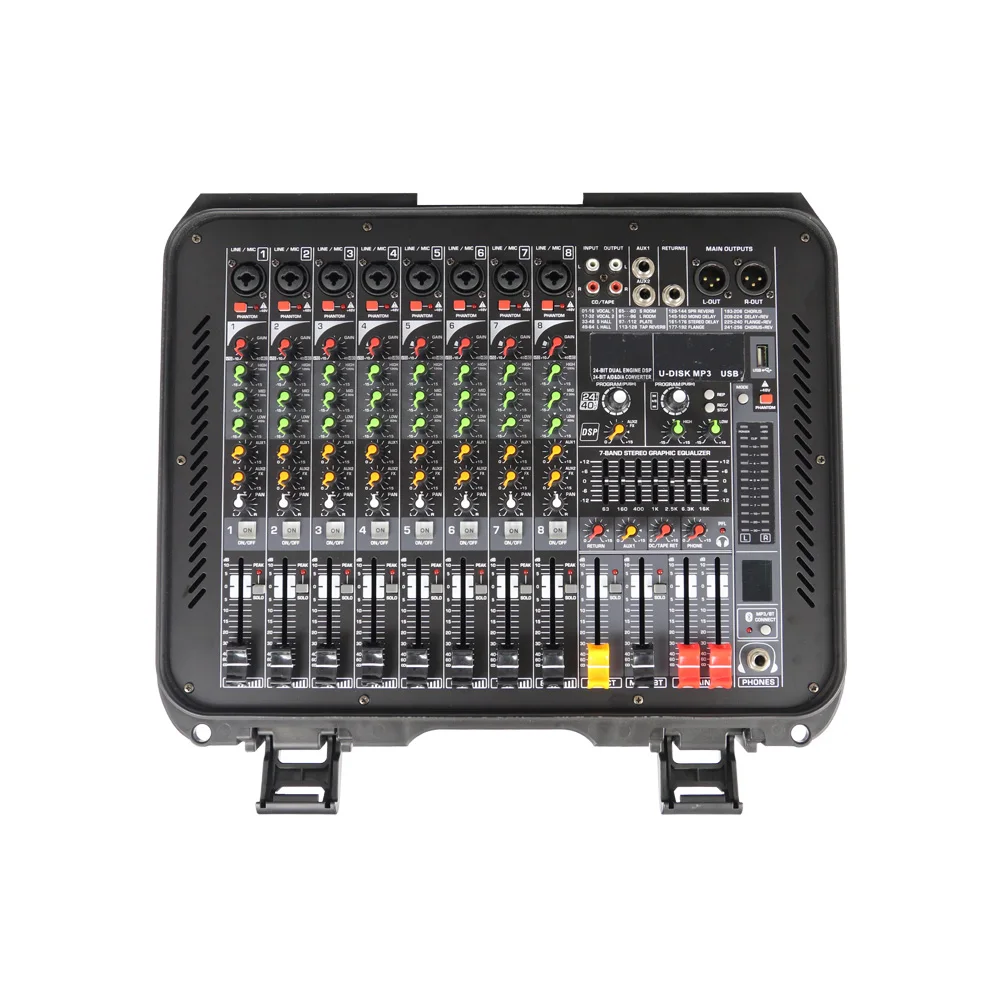 Boîtier d'alimentation portable, 8 canaux, 256 effets DSP, interface USB