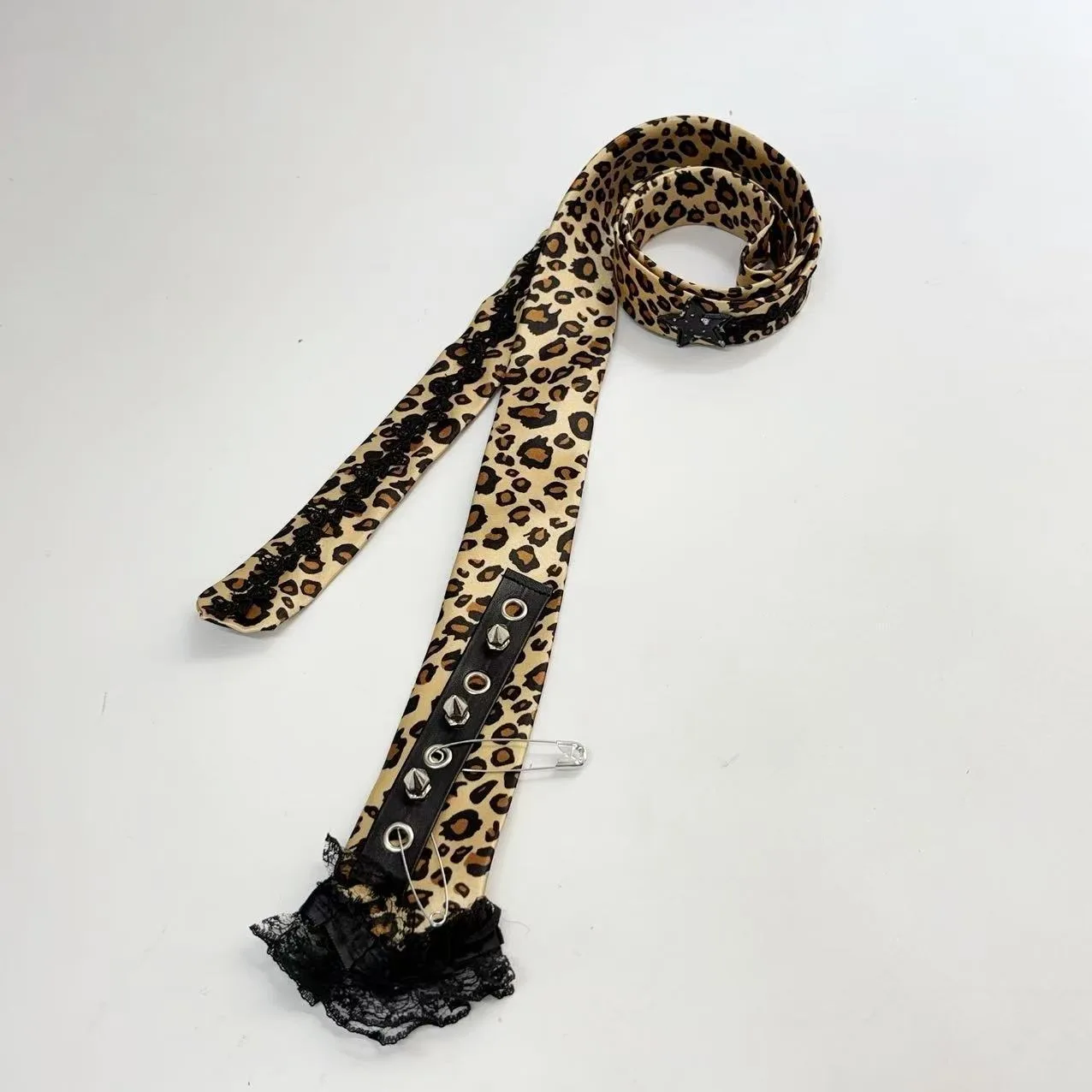 Y2k retro leopardo rebites pinos harajuku cachecol feminino menina de alta qualidade moda lenço festa cachecol acessório requintado