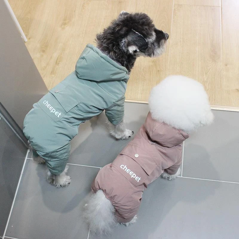 Dog Thickened Warm Cotton Coat Four Legged Pet Snow Proof Winter Clothing Teddy Cat Bixiong Fighting Pet Clothing Puppy Clothes