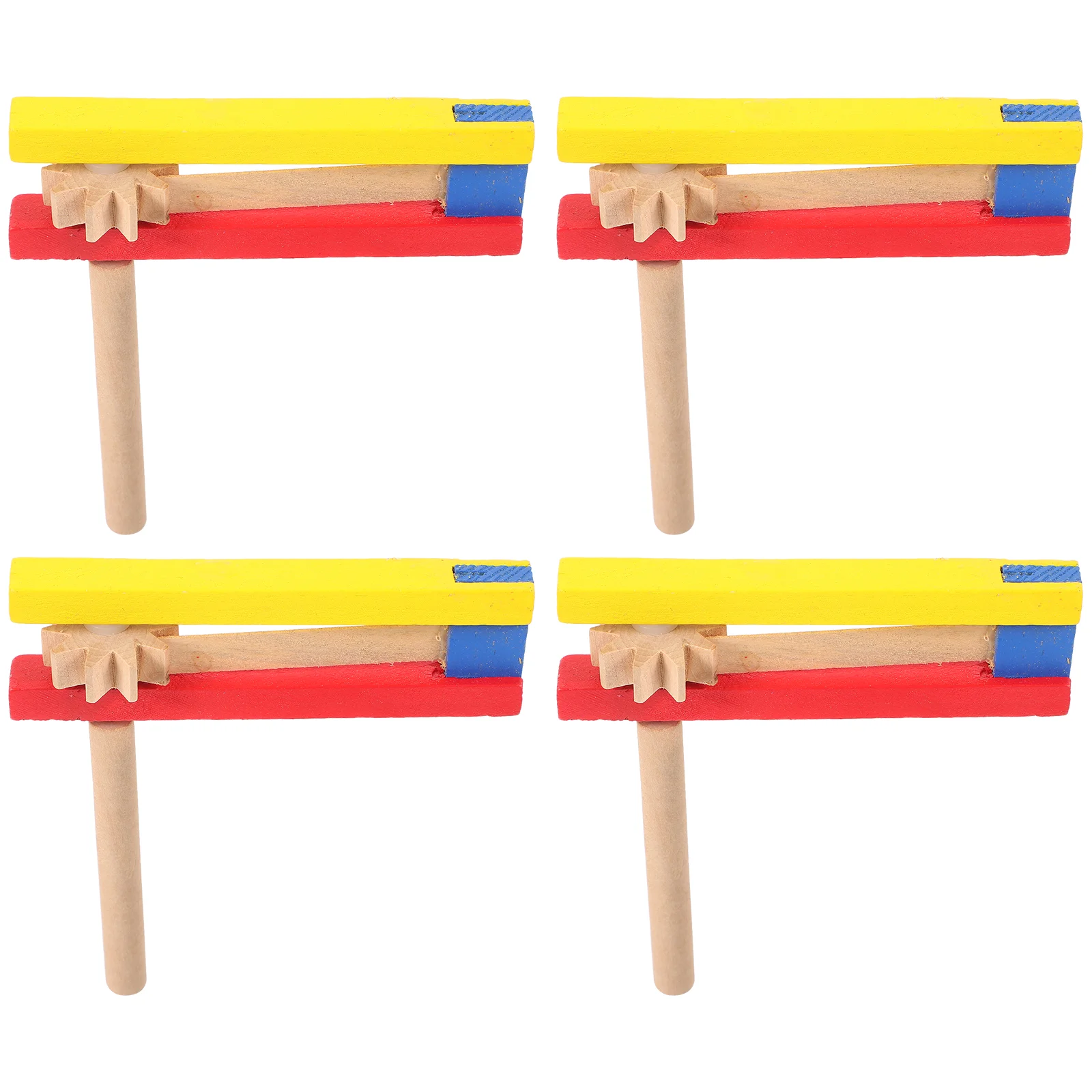 

4 Pcs Musical Instruments Educational Castanet Ratchet Wood Clapper Percussion Wooden Long Handle for Kids Child