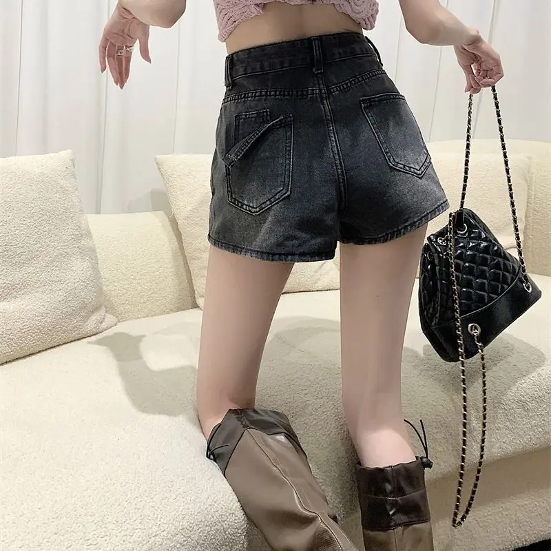 Spódnice jeansowe vintage w kształcie litery A, mini, w stylu hotsweet dla dziewczyn, z wysokim stanem, w stylu amerykańskim, wyszczuplające, modne, z charakterem, uniwersalne, popularne.