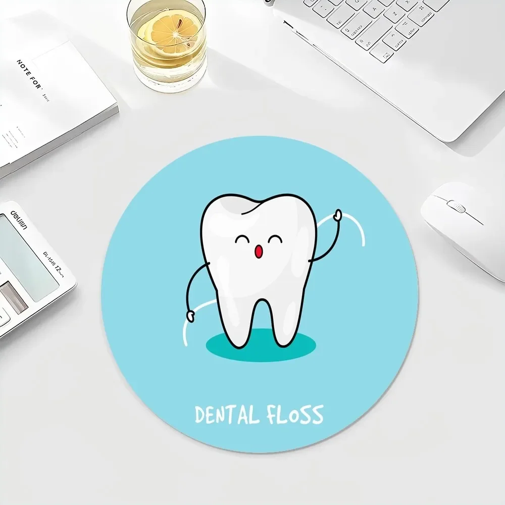 Wisdom Teeth Dentist ToothSmall Round Office Student Gaming Thickened Writing  Non-slip Cushion Mouse Pad for PC Computer Table