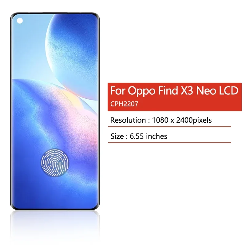 OPPO 용 6.55 "AMOLED X3Neo 디스플레이 화면 X3 Neo CPH2207 LCD 디스플레이 터치 스크린 디지타이저 어셈블리 교체 찾기