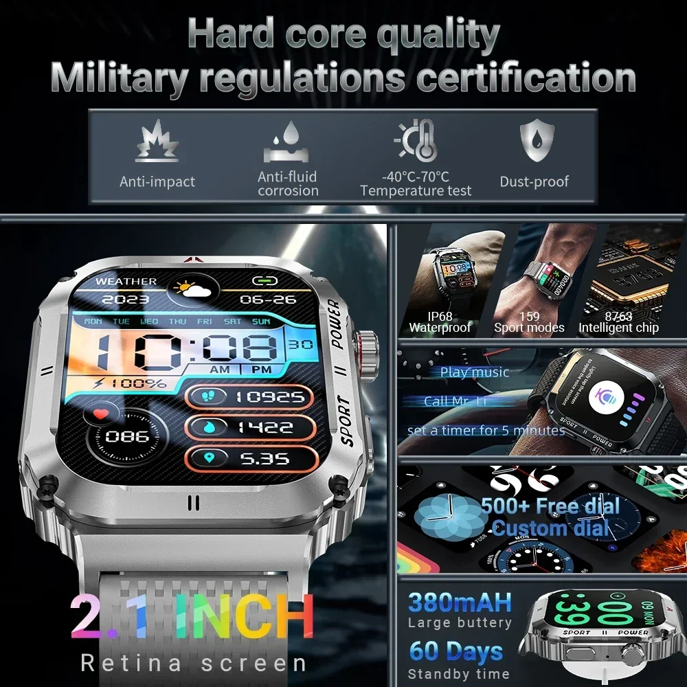 Zordai OD3 For Xiaomi Military Smart Watch Men 5ATM Waterproof GPS Outdoor Sports Fitness Tracker Health Monitor Smartwatch 2024