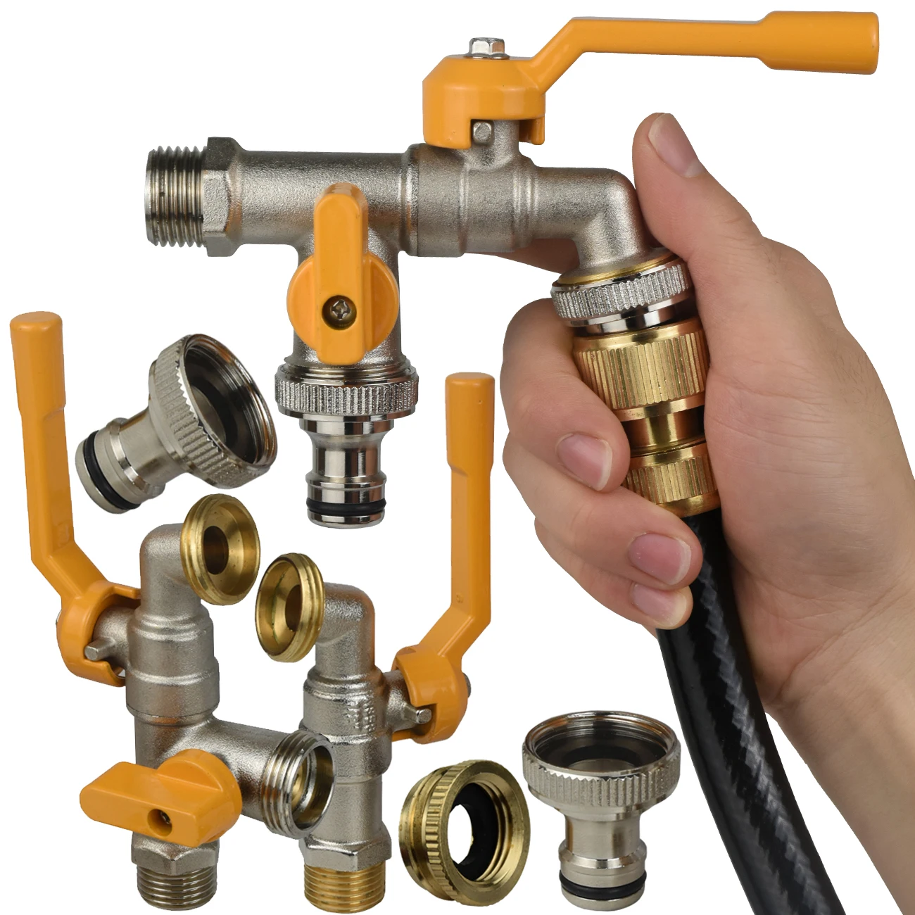 1pcs Outdoor Garden Brass Water Faucet Tap Anti-Freeze Bibcocks with Hose Connector Single or Dual Outlet for Washing Machine