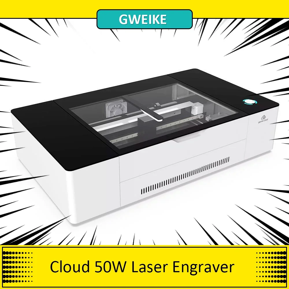 GWEIKE Cloud 50W Desktop Laser Cutter Engraver without Air Filter, 0.02mm Precision, Wi-Fi Control, 510mmx300mm