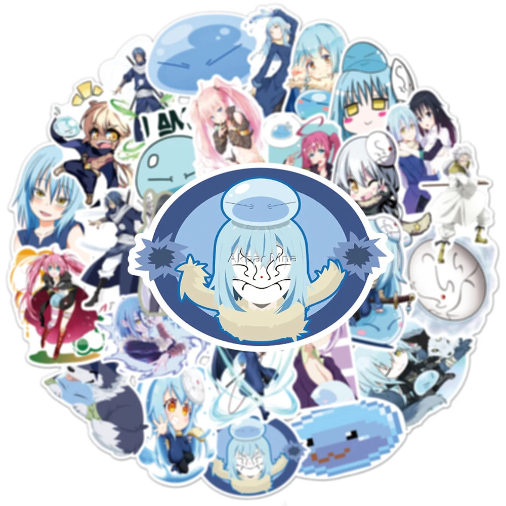 50pcs That Time I Got Reincarnated as a Slime Anime Stickers Skateboard Laptop Motorcycle Cool Waterproof Sticker Decals Kid Toy