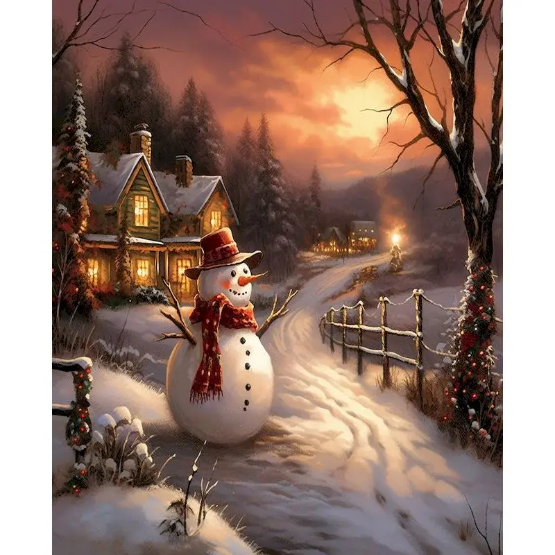 RUOPOTY Paint By Numbers Home Decor Picture Drawing Christmas Scenery Interior Picture Decorative Paintings Coloring By Numbers