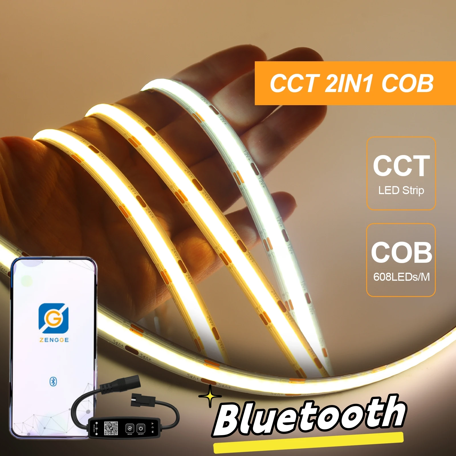 

Гибкая приглушаемая лента для шкафа или телевизора, 608 светодиодов/м