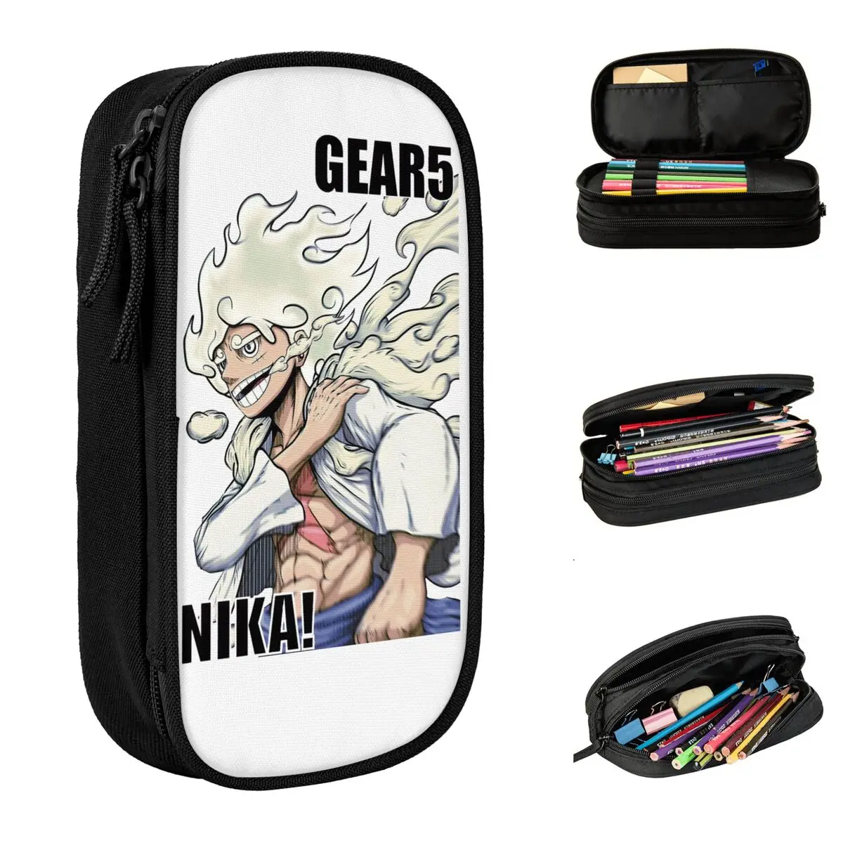 Luffy Gear 5 Color Change Pencil Case Lovely Pen Box Bags Student Big Capacity School Supplies Gifts Pencilcases