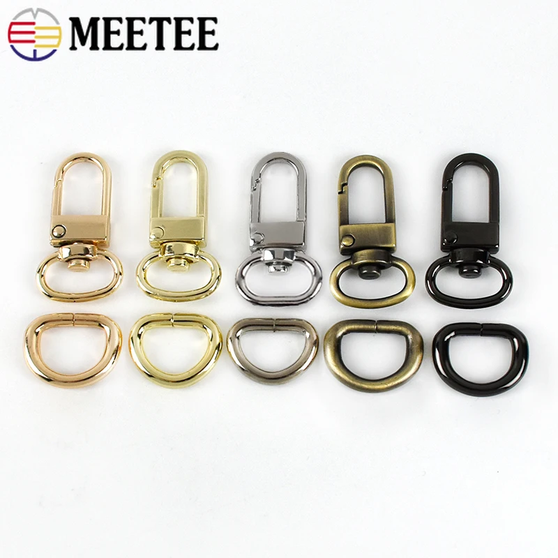 

2Sets 13mm Metal Lobster Buckles Swivel D Ring Clasp Snap Hook Keyring Carabiner Webbing Strap Dog Collar Hanger DIY Accessories