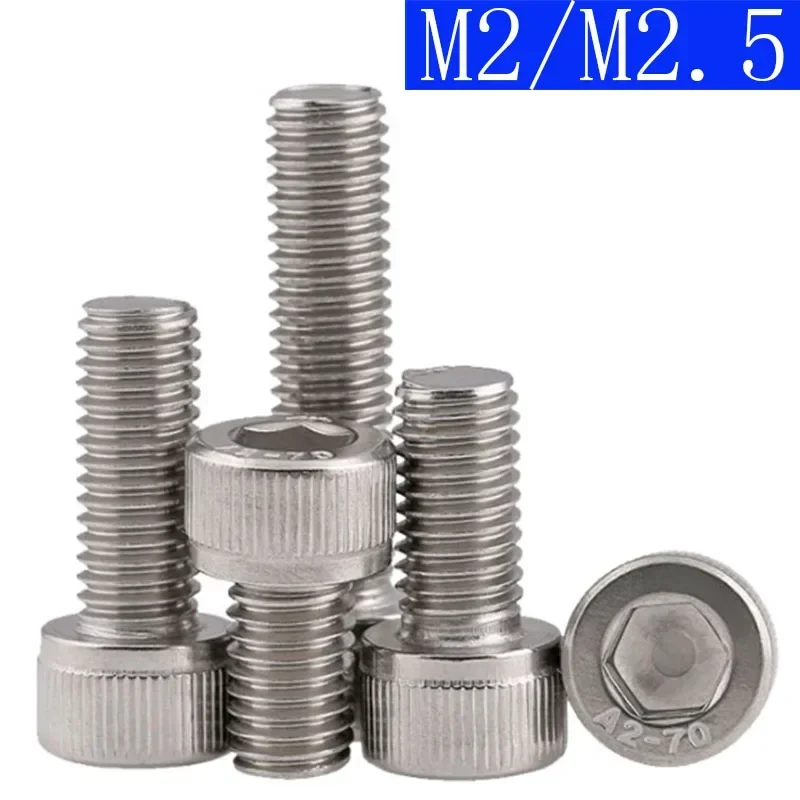 M2 x 0.4 / M2.5 x 0.45  2mm / 2.5mm 304 Stainless Steel SOCKET HEAD Caps Screws  Allen Hex Socket Cap Head DIN 912 A2 / 70